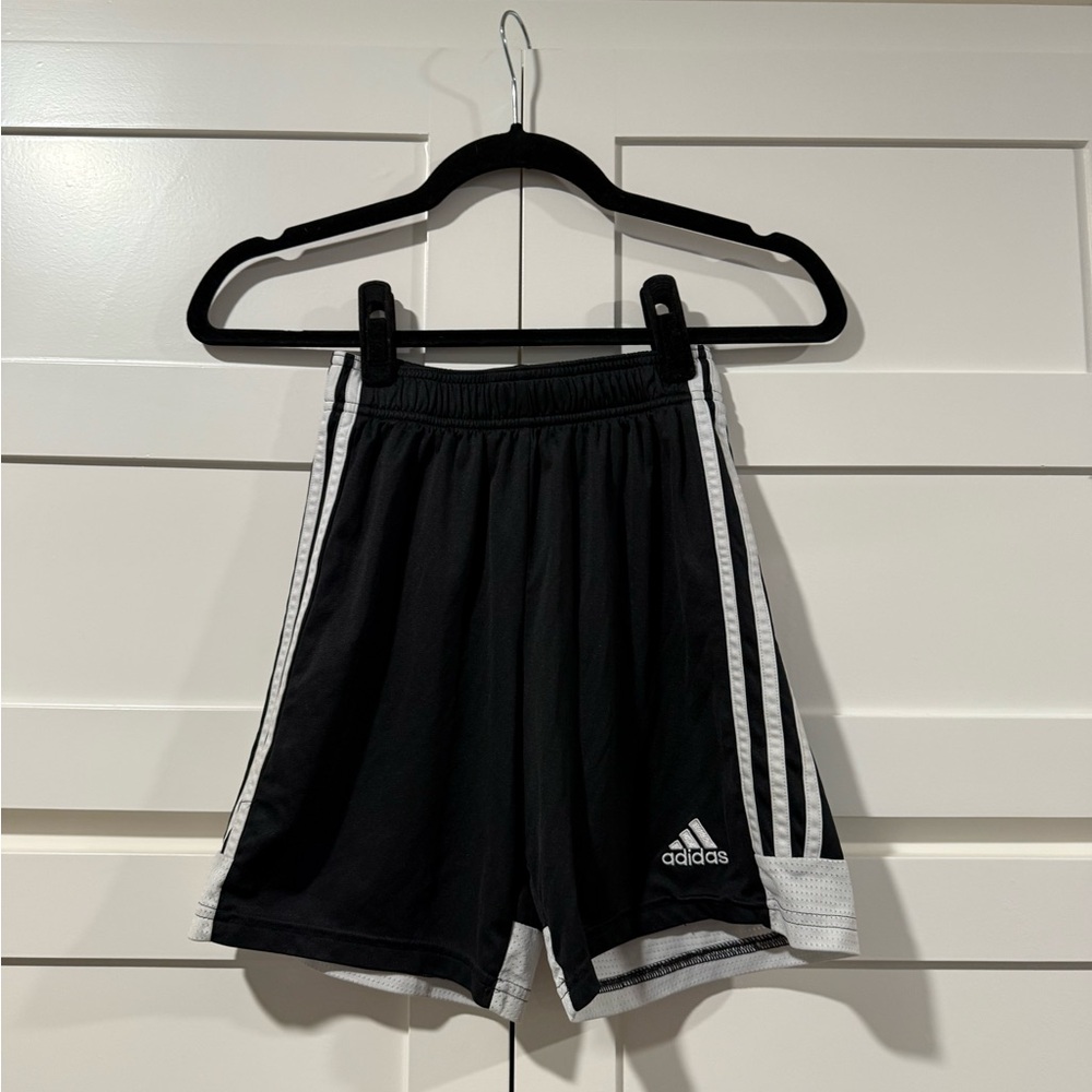Adidas Black Shorts with White Stripes